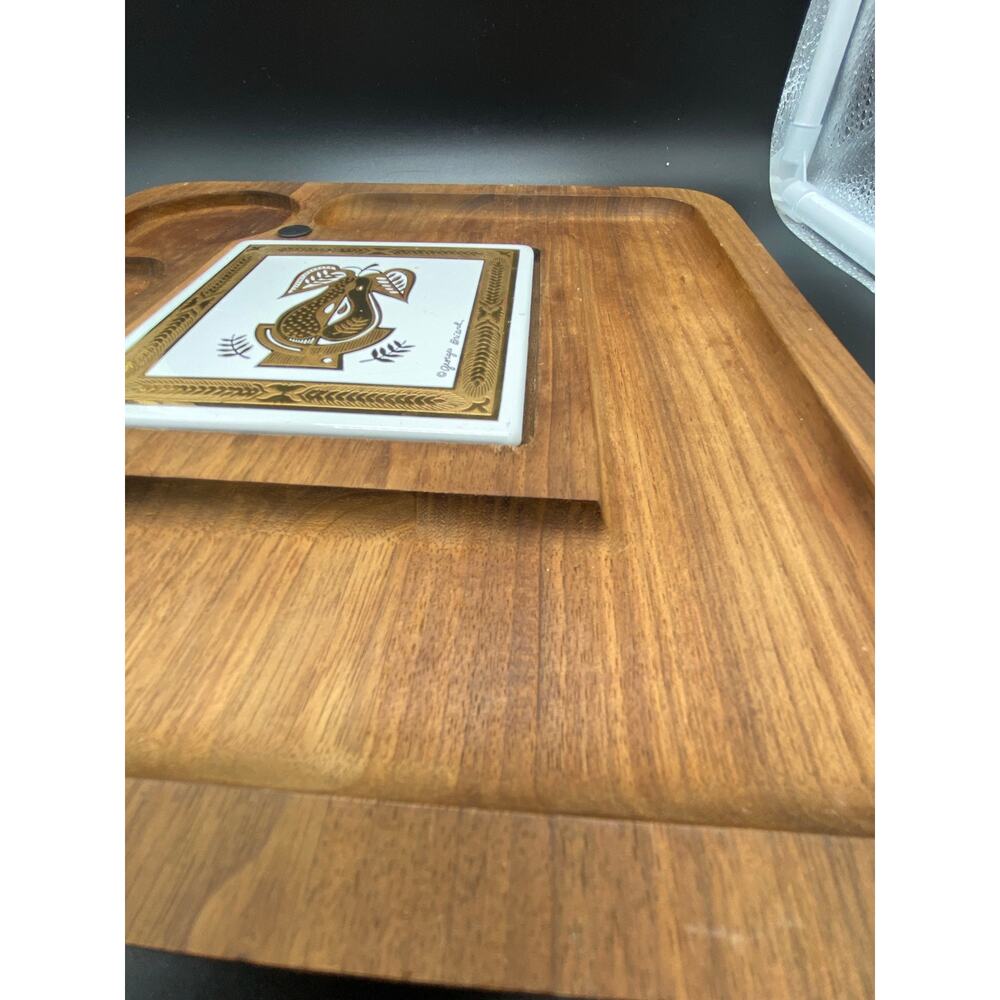 Vintage Georges Briard Teak Charcuterie Platter Signed Briard 60s Danish Modern - Picture 10 of 10